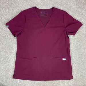 FIGS Casma Scrub Top Womens Medium Burgundy Maroon FW1100 Healthcare Pullover